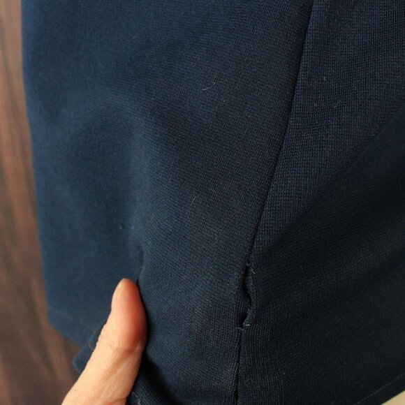 Vintage 1970s Shirt, Dagger Collar Navy Blue Button Down Poly Blouse, Sleeveless - Picture 10 of 10